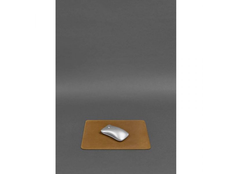 Коврик для мышки из натуральной кожи 1.0 желтый Crazy Horse, фото 2