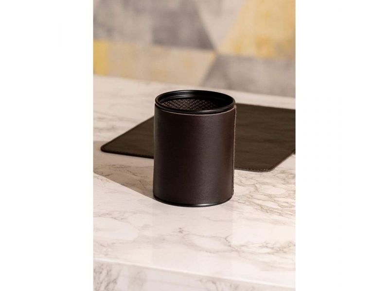 Стакан для ручек в кожаном чехле темно-коричневый краст, фото 1