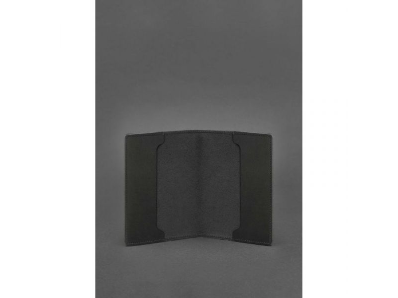 Кожаная обложка для удостоверения офицера 9.0 черная Crazy Horse, фото 3