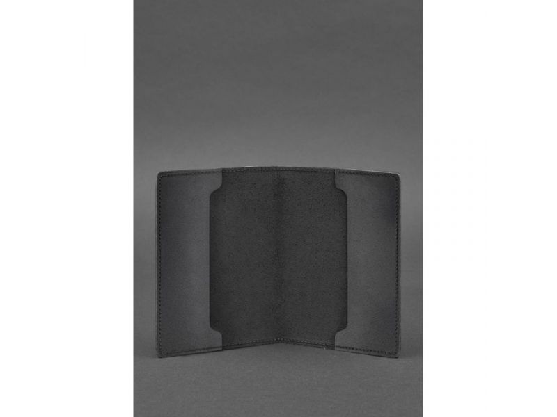 Кожаная обложка для военного билета офицера запаса 8.0 черная Crazy Horse, фото 3