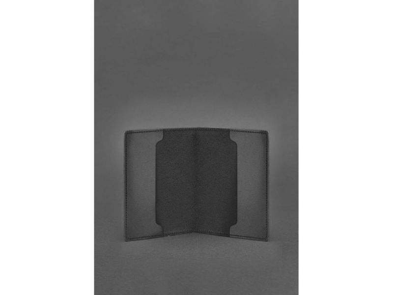 Кожаная обложка для удостоверения офицера 9.0 черная Crazy Horse, фото 2