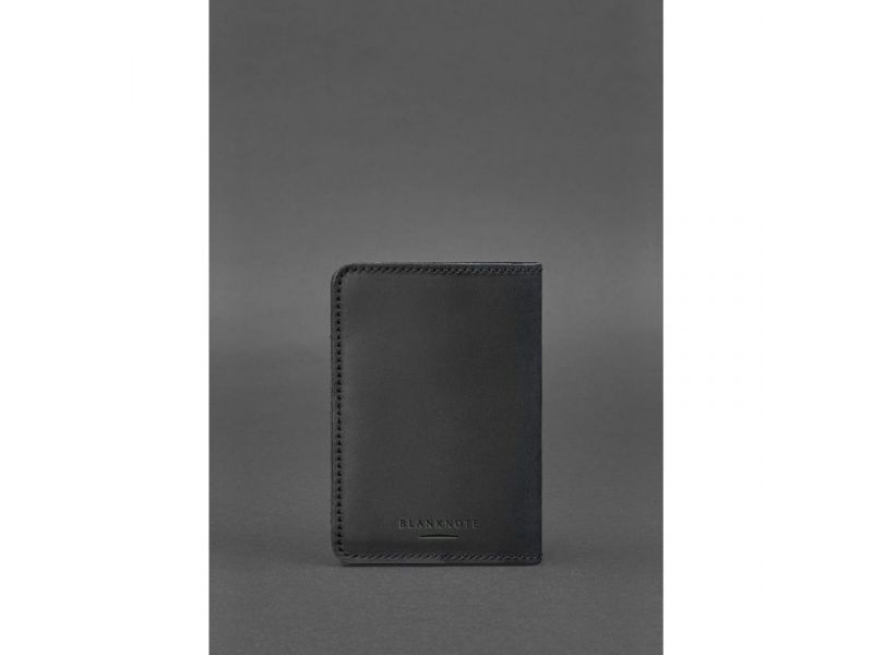 Кожаная обложка для военного билета офицера запаса 8.0 черная Crazy Horse, фото 4