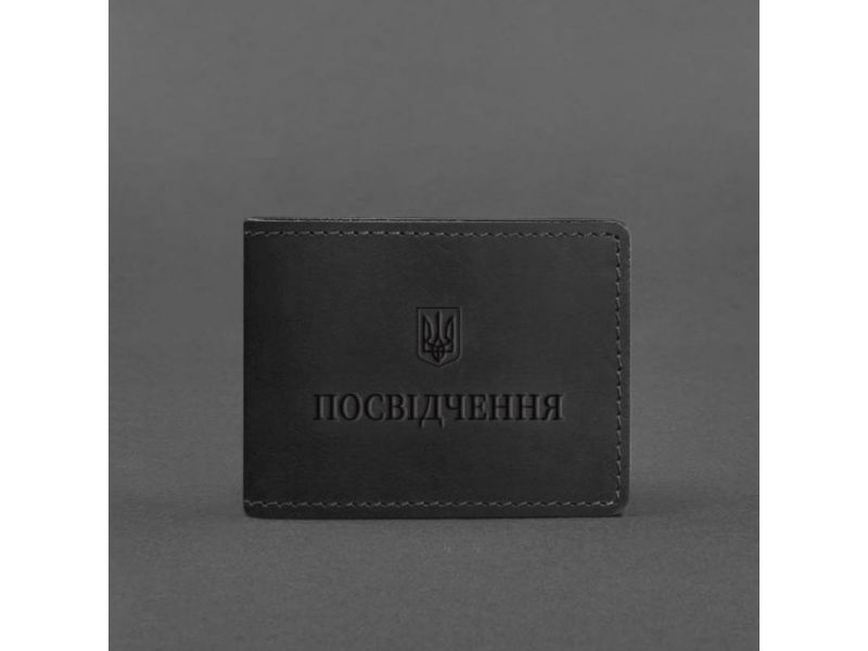 Универсальная кожаная обложка для удостоверения черная Crazy Horse, фото 4