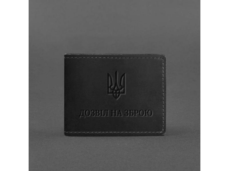 Кожаная обложка для разрешения на оружие черная Crazy Horse, фото 4