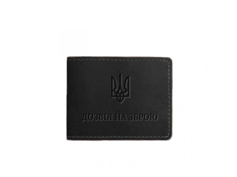 Кожаная обложка для разрешения на оружие черная Crazy Horse, фото 5