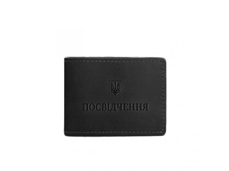 Универсальная кожаная обложка для удостоверения черная Crazy Horse, фото 5