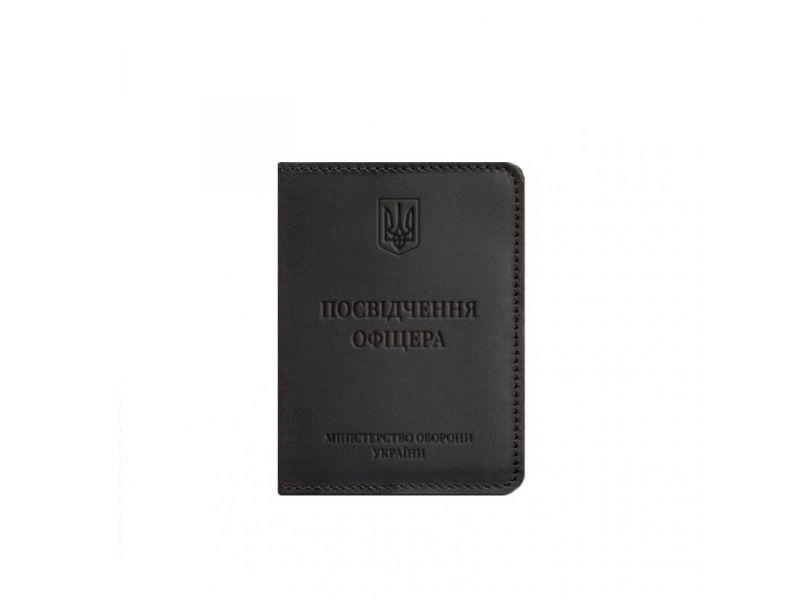 Кожаная обложка для удостоверения офицера 9.0 черная Crazy Horse, фото 5
