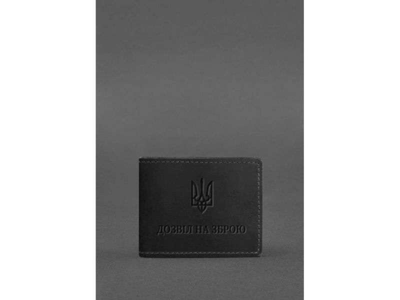 Кожаная обложка для разрешения на оружие черная Crazy Horse, фото 1