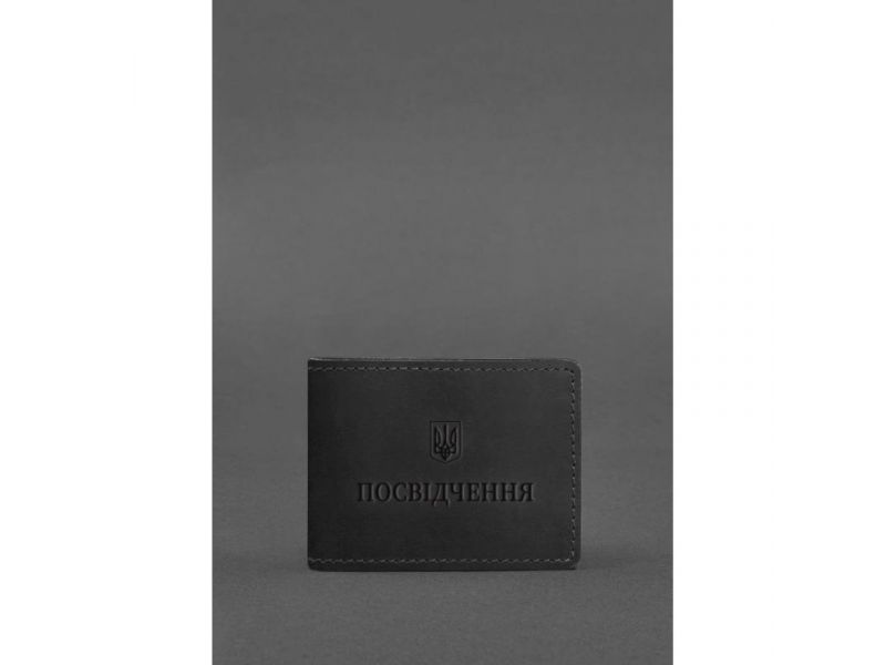 Универсальная кожаная обложка для удостоверения черная Crazy Horse, фото 1