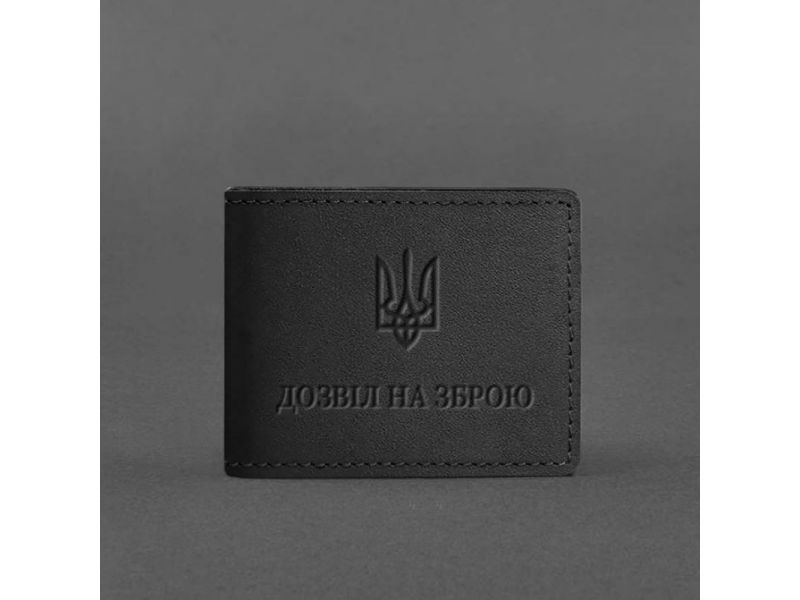 Кожаная обложка для разрешения на оружие Черная, фото 4