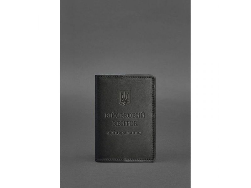 Кожаная обложка для военного билета офицера запаса 8.0 черная Crazy Horse, фото 1