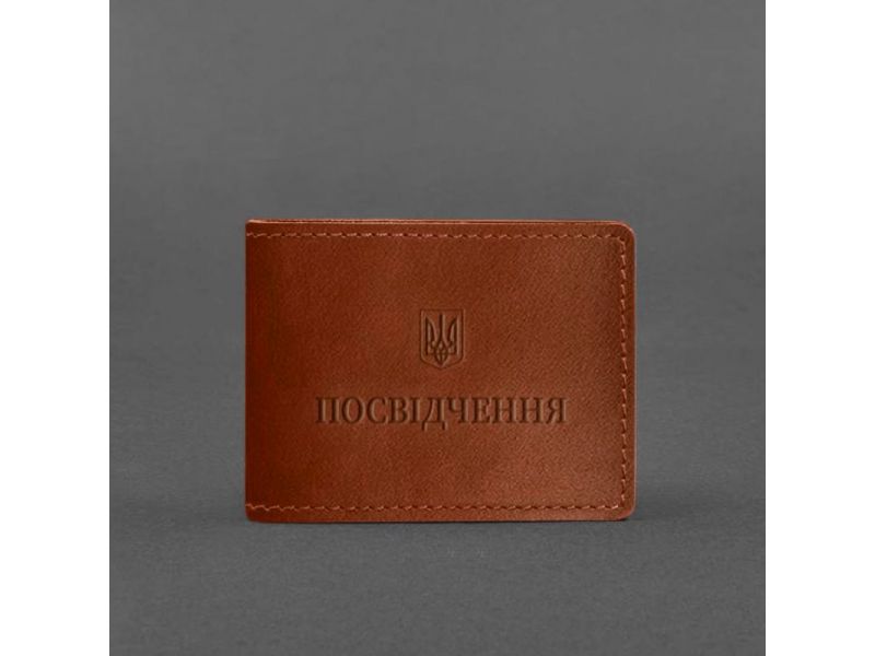 Универсальная кожаная обложка для удостоверения светло-коричневая, фото 4