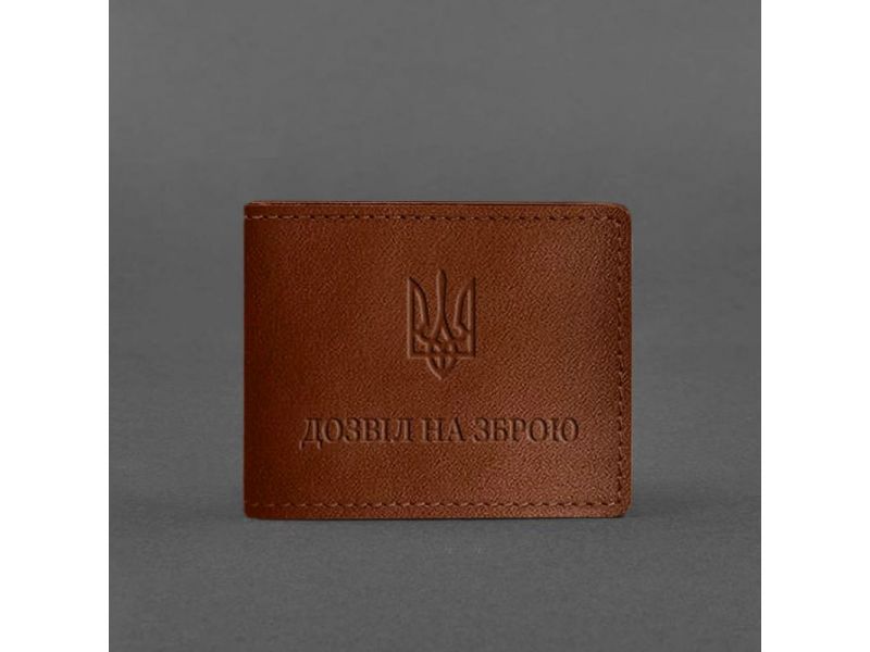 Кожаная обложка для разрешения на оружие светло-коричневая, фото 4