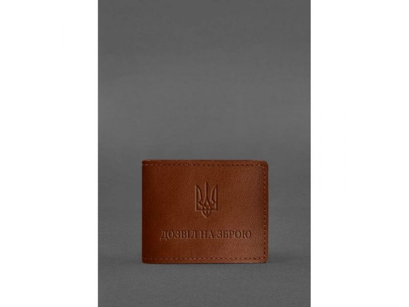 Кожаная обложка для разрешения на оружие светло-коричневая, фото 1