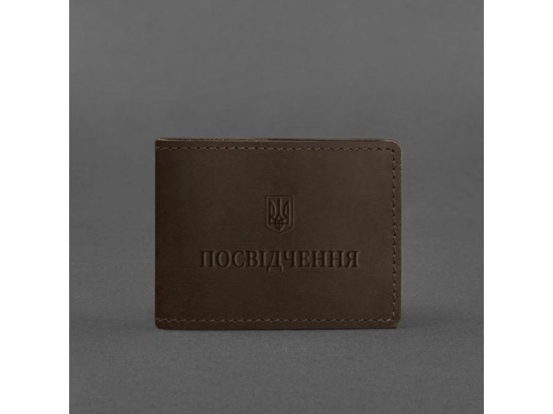 Универсальная кожаная обложка для удостоверения темно-коричневая Crazy Horse, фото 4