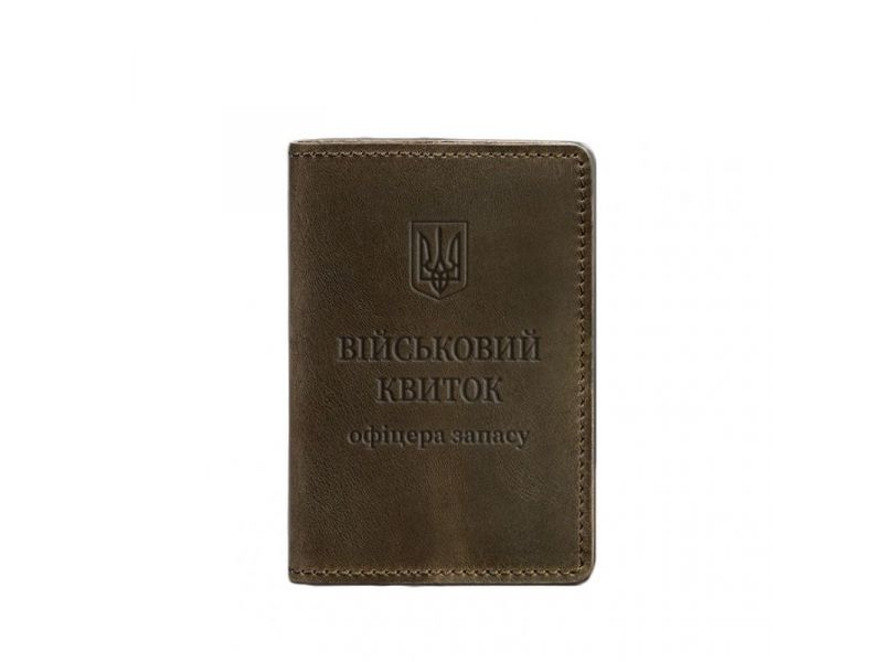 Кожаная обложка для военного билета офицера запаса 8.0 темно-коричневая Crazy Horse, фото 6
