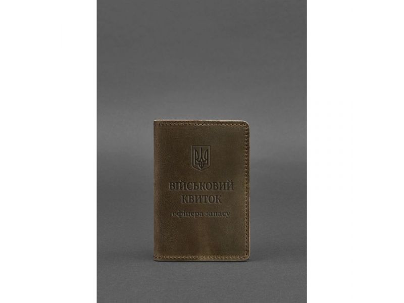 Кожаная обложка для военного билета офицера запаса 8.0 темно-коричневая Crazy Horse, фото 1