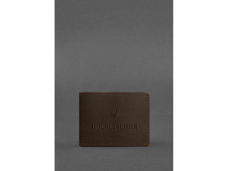 Универсальная кожаная обложка для удостоверения темно-коричневая Crazy Horse, фото 1