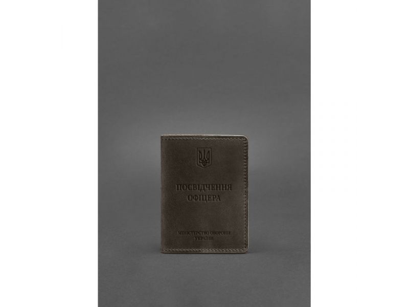 Кожаная обложка для удостоверения офицера 9.0 темно-коричневая Crazy Horse, фото 1
