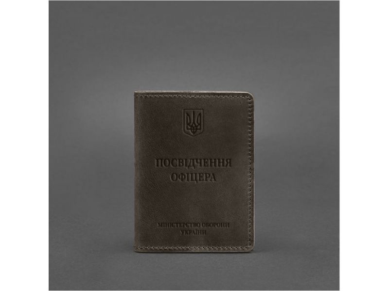 Кожаная обложка для удостоверения офицера 9.0 темно-коричневая Crazy Horse, фото 4