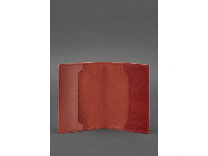 Кожаная обложка для военного билета офицера запаса 8.0 красная, фото 2