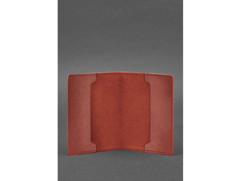 Кожаная обложка для военного билета офицера запаса 8.0 красная, фото 3