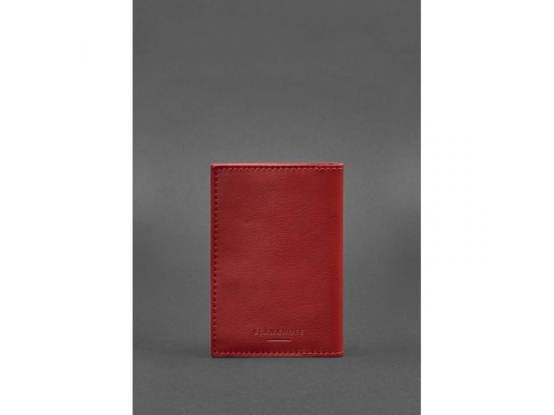 Кожаная обложка для военного билета офицера запаса 8.0 красная, фото 4