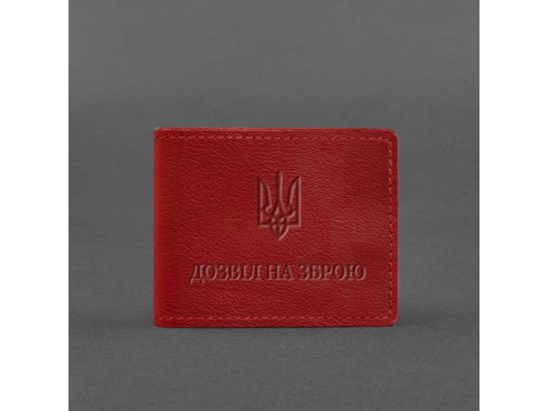 Кожаная обложка для разрешения на оружие красная, фото 4