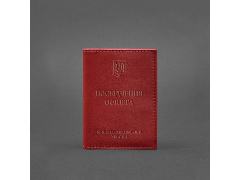 Кожаная обложка для удостоверения офицера 9.0 красная, фото 4