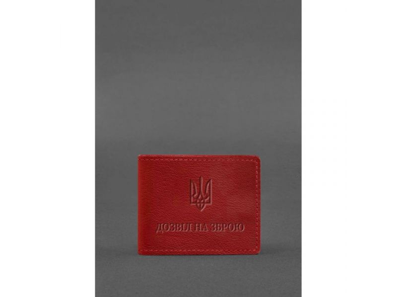 Кожаная обложка для разрешения на оружие красная, фото 1