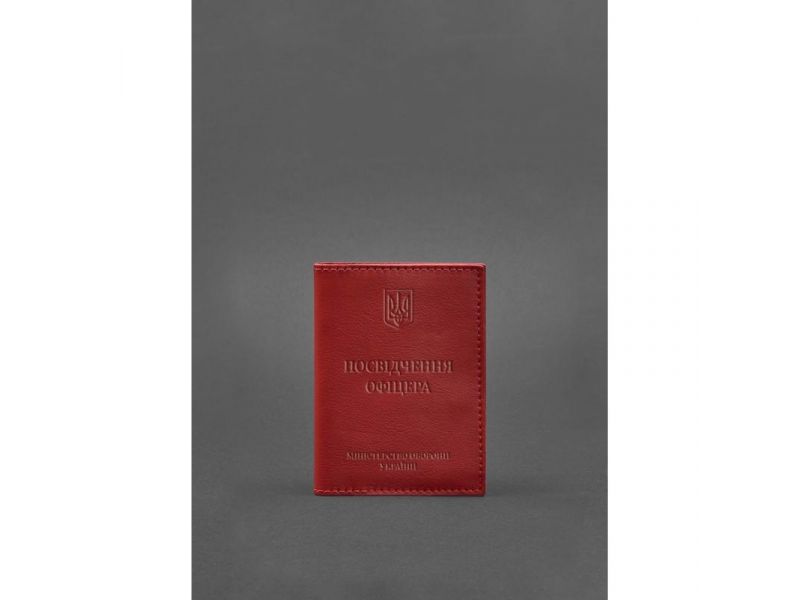 Кожаная обложка для удостоверения офицера 9.0 красная, фото 1
