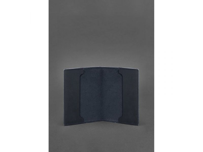 Кожаная обложка для удостоверения офицера 9.0 темно-синяя Crazy Horse, фото 3