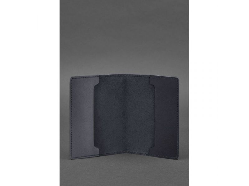 Кожаная обложка для военного билета офицера запаса 8.0 темно-синяя Crazy Horse, фото 3