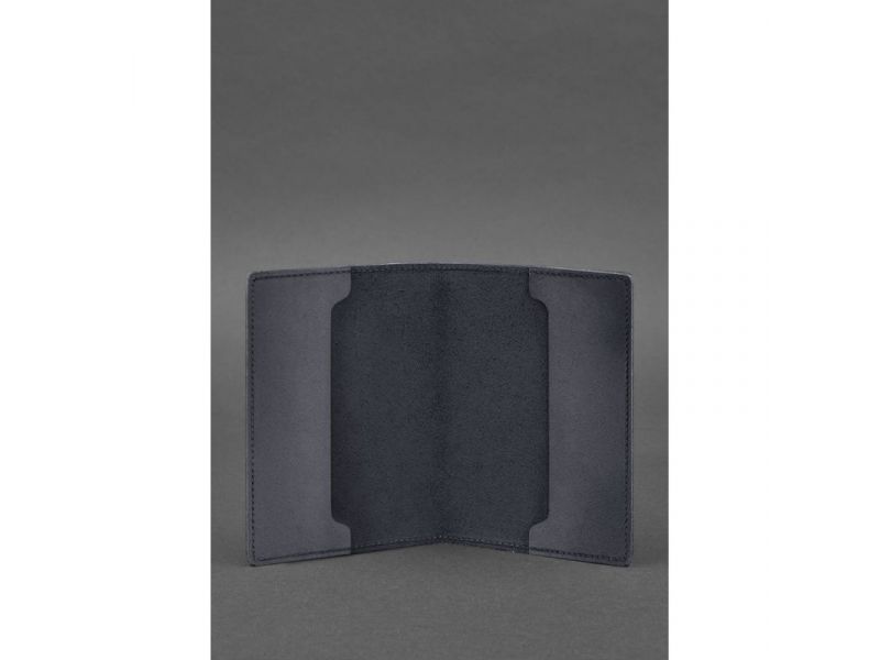 Кожаная обложка для военного билета офицера запаса 8.0 темно-синяя Crazy Horse, фото 4