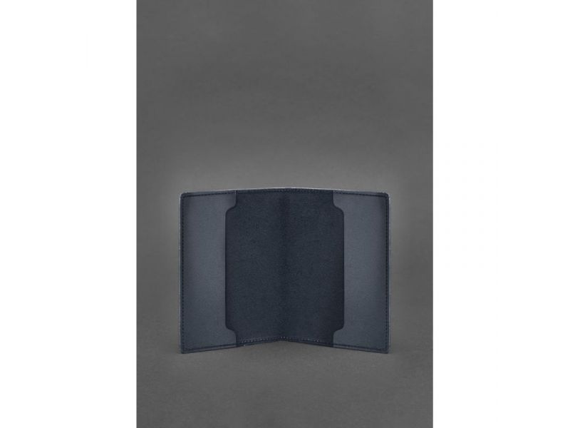 Кожаная обложка для служебного удостоверения военнослужащего Госспецсвязи темно-синяя Crazy Horse, фото 2