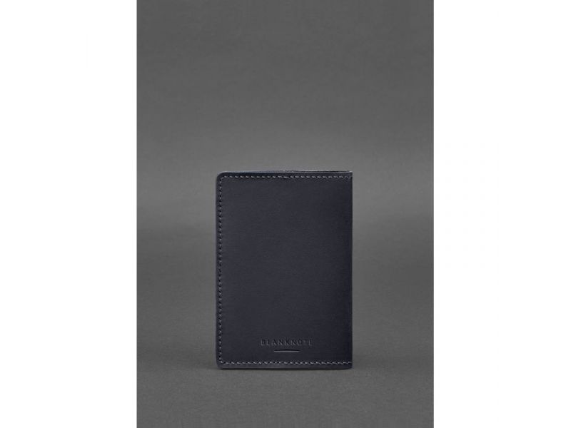 Кожаная обложка для военного билета офицера запаса 8.0 темно-синяя Crazy Horse, фото 5