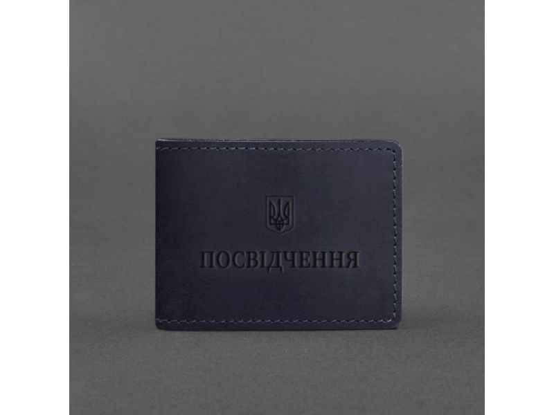 Универсальная кожаная обложка для удостоверения темно-синяя Crazy Horse, фото 4