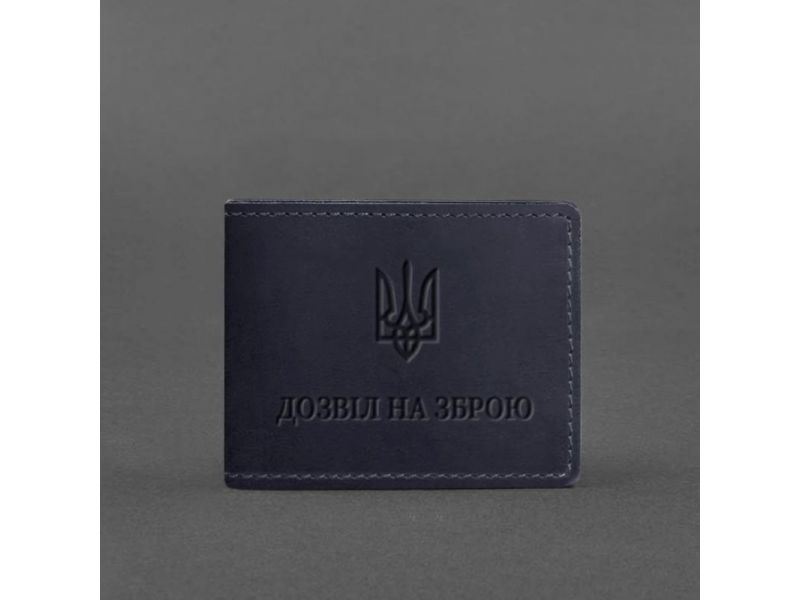Кожаная обложка для разрешения на оружие темно-синяя Crazy Horse, фото 4
