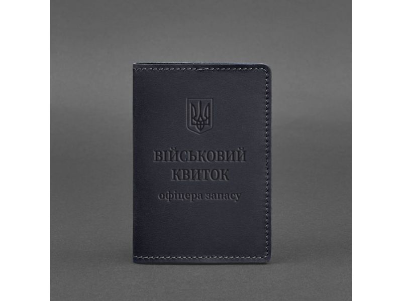 Кожаная обложка для военного билета офицера запаса 8.0 темно-синяя Crazy Horse, фото 6