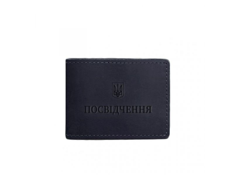 Универсальная кожаная обложка для удостоверения темно-синяя Crazy Horse, фото 5