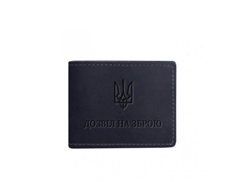 Кожаная обложка для разрешения на оружие темно-синяя Crazy Horse, фото 5