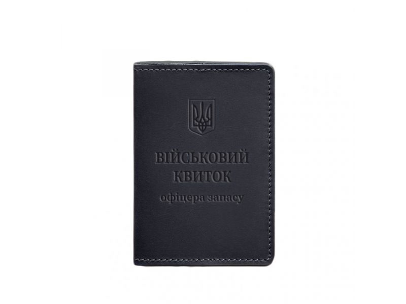 Кожаная обложка для военного билета офицера запаса 8.0 темно-синяя Crazy Horse, фото 7