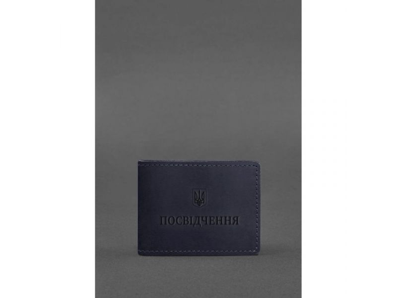 Универсальная кожаная обложка для удостоверения темно-синяя Crazy Horse, фото 1
