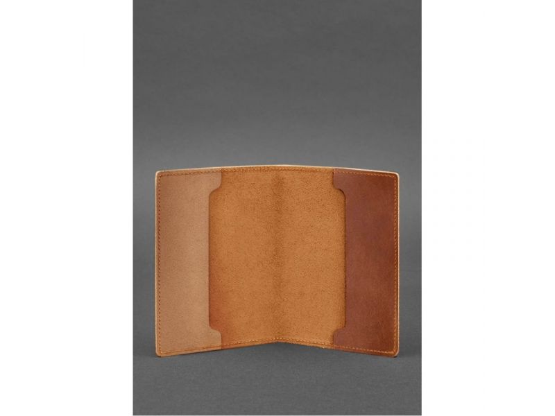 Кожаная обложка для военного билета офицера запаса 8.0 светло-коричневая Crazy Horse, фото 2