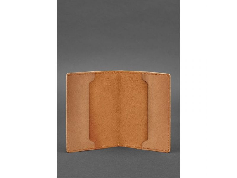 Кожаная обложка для военного билета офицера запаса 8.0 светло-коричневая Crazy Horse, фото 3