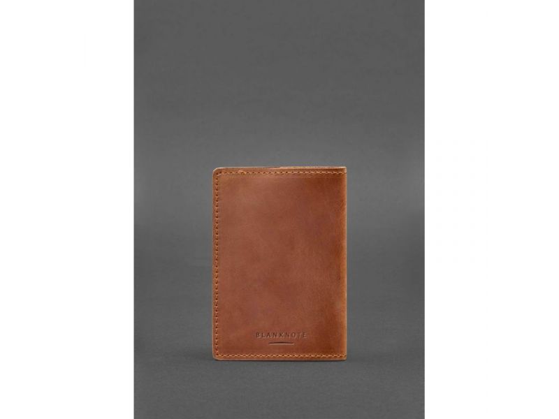 Кожаная обложка для военного билета офицера запаса 8.0 светло-коричневая Crazy Horse, фото 4