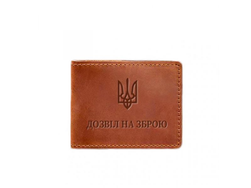 Кожаная обложка для разрешения на оружие светло-коричневая Crazy Horse, фото 6
