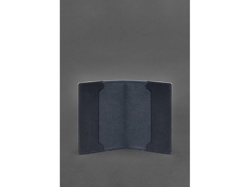 Кожаная обложка для удостоверения офицера 9.0 темно-синяя, фото 2