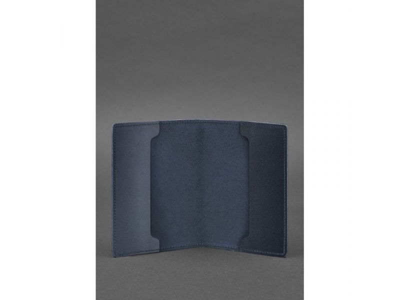 Кожаная обложка для военного билета офицера запаса 8.0 темно-синяя, фото 2