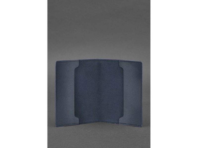 Кожаная обложка для военного билета офицера запаса 8.0 темно-синяя, фото 3